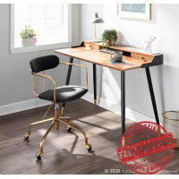 Lumisource OC-DEMI AUVBK Demi Contemporary Office Chair in Gold Metal and Black Velvet